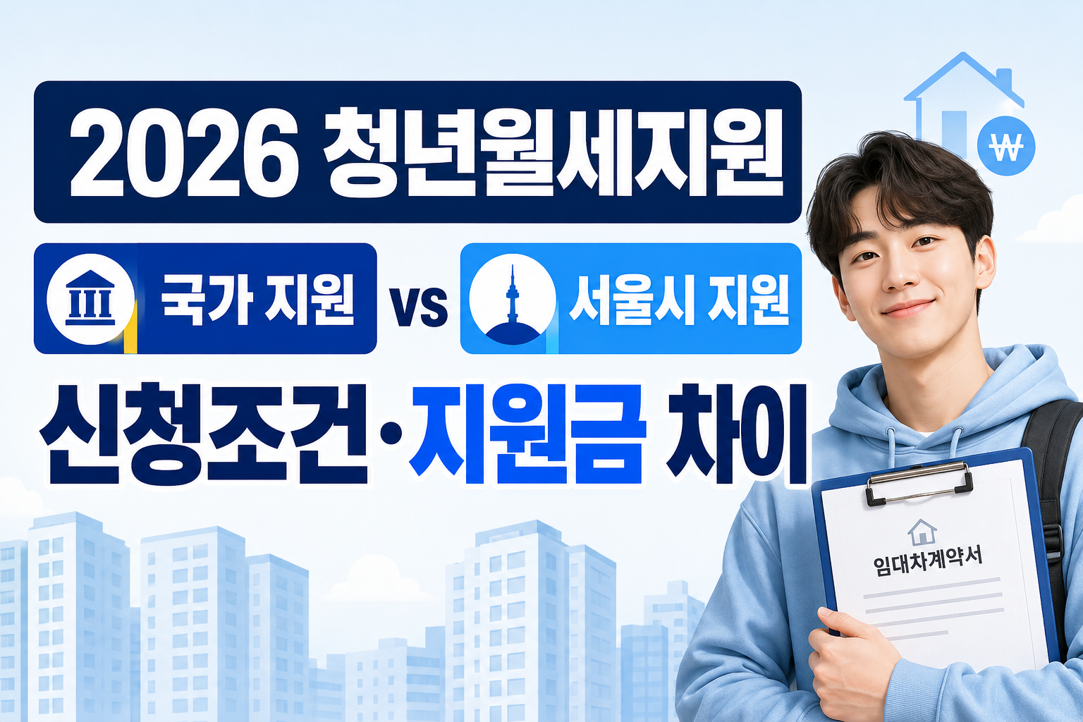 2026 청년월세지원 국가 지원과 서울시 지원 신청조건 및 지원금 차이