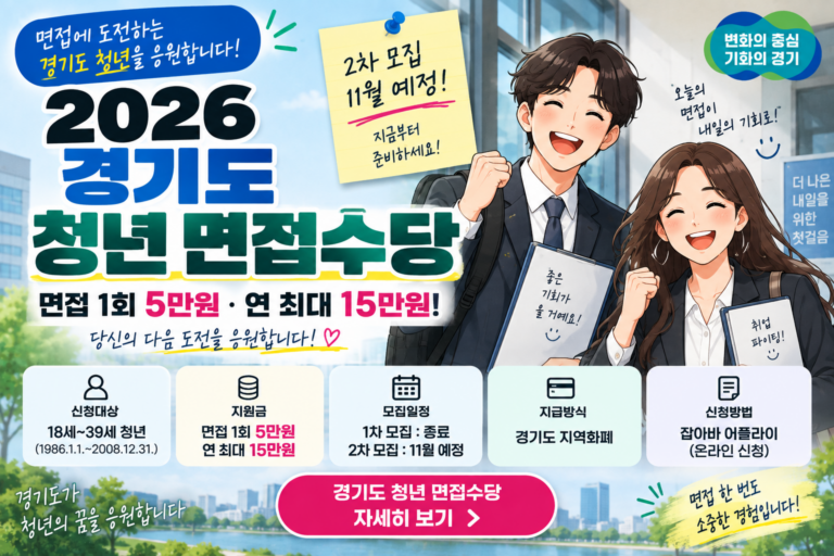 2026 경기도 청년 면접수당 신청방법｜면접 1회 5만원·2차 모집일정