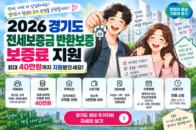 2026 경기도 청년 전세보증금 반환보증 보증료 지원｜최대 40만원 신청방법