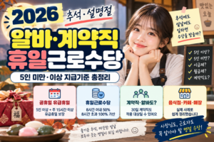 2026 추석·설명절 알바·계약직 휴일근로수당｜5인 미만·이상 지급기준 총정리