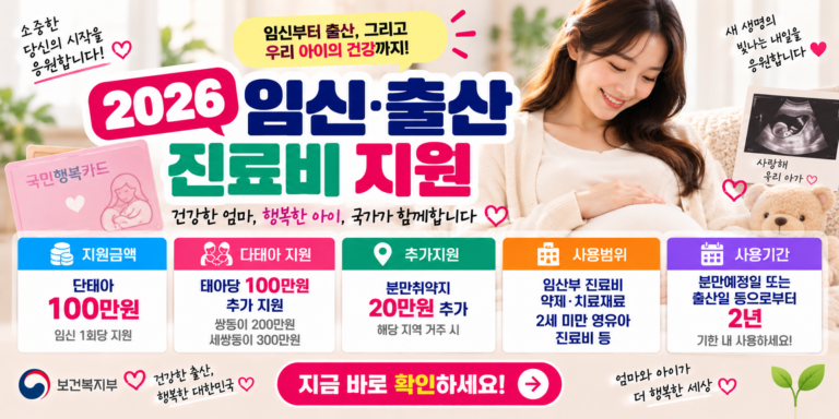2026 임신·출산 진료비 지원 신청방법｜국민행복카드 100만원·다태아 지원금