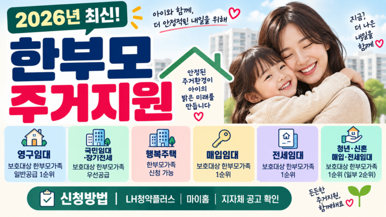 2026 한부모 주거지원 신청방법｜LH 전세임대·매입임대·공공임대 조건 총정리