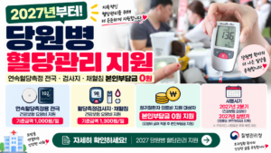2027 당원병 혈당관리 지원｜연속혈당측정 전극·검사지·채혈침 본인부담금 0원