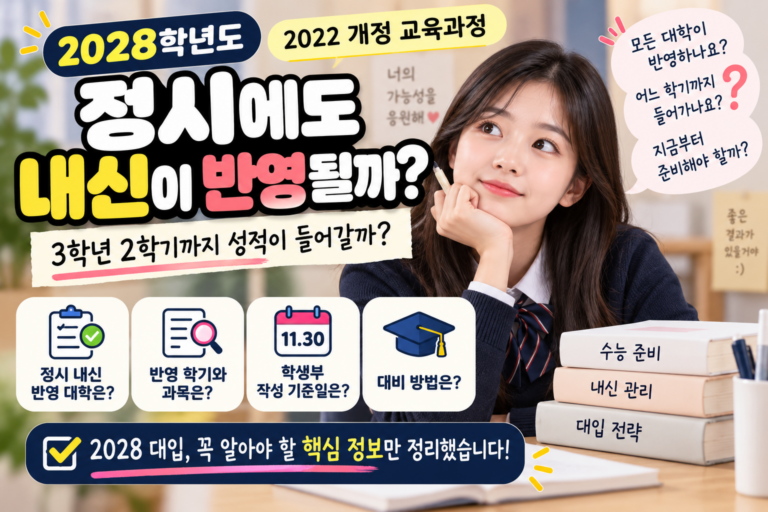 2028 정시 내신 반영 대학｜3학년 2학기까지 성적 들어갈까