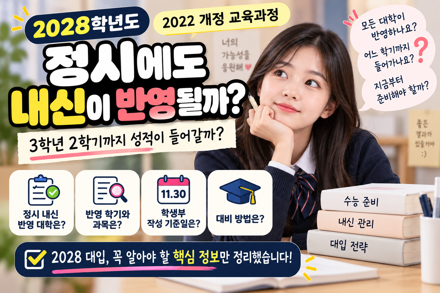 2028 정시 내신 반영 대학｜3학년 2학기까지 성적 들어갈까