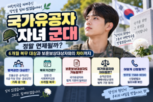국가유공자·보훈보상대상자 자녀 군대 감면｜6개월 복무 대상과 차이