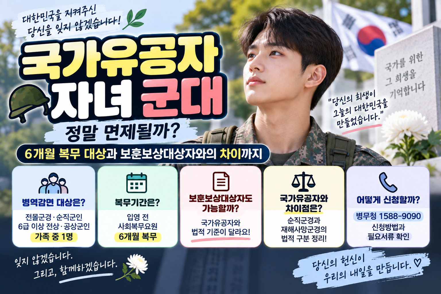 국가유공자·보훈보상대상자 자녀 군대 감면|6개월 복무 대상과 차이 1 국가유공자·보훈보상대상자 자녀 군대 감면|6개월 복무 대상과 차이