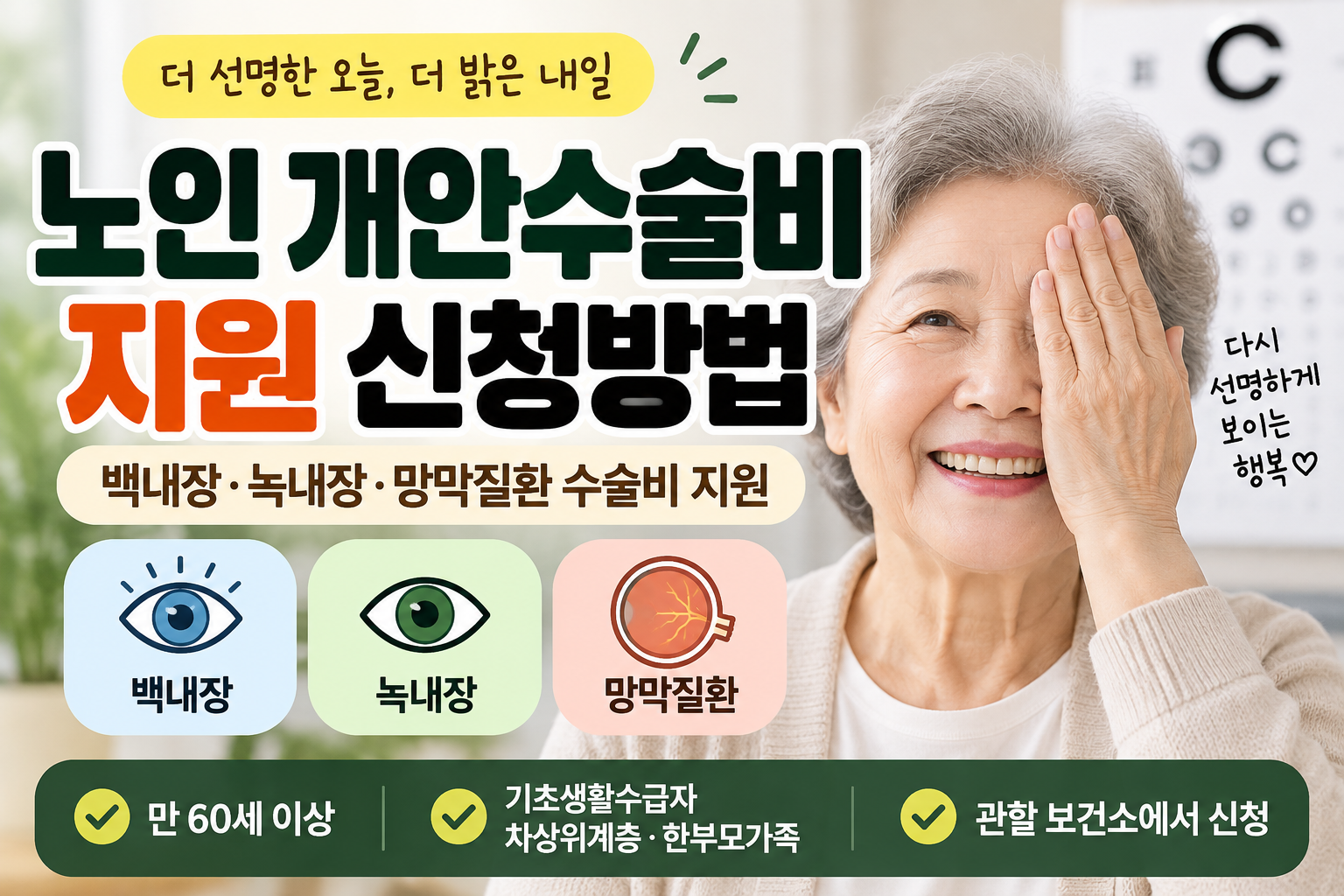 노인 개안수술비 지원 신청방법|백내장·녹내장·망막질환 수술비 지원 1 노인 개안수술비 지원 신청방법|백내장·녹내장·망막질환 수술비 지원