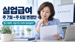 실업급여 주 6일 변경안 | 월 수령액·지급기간 무엇이 달라질까? 1 실업급여 주7일에서 주6일로 변경안