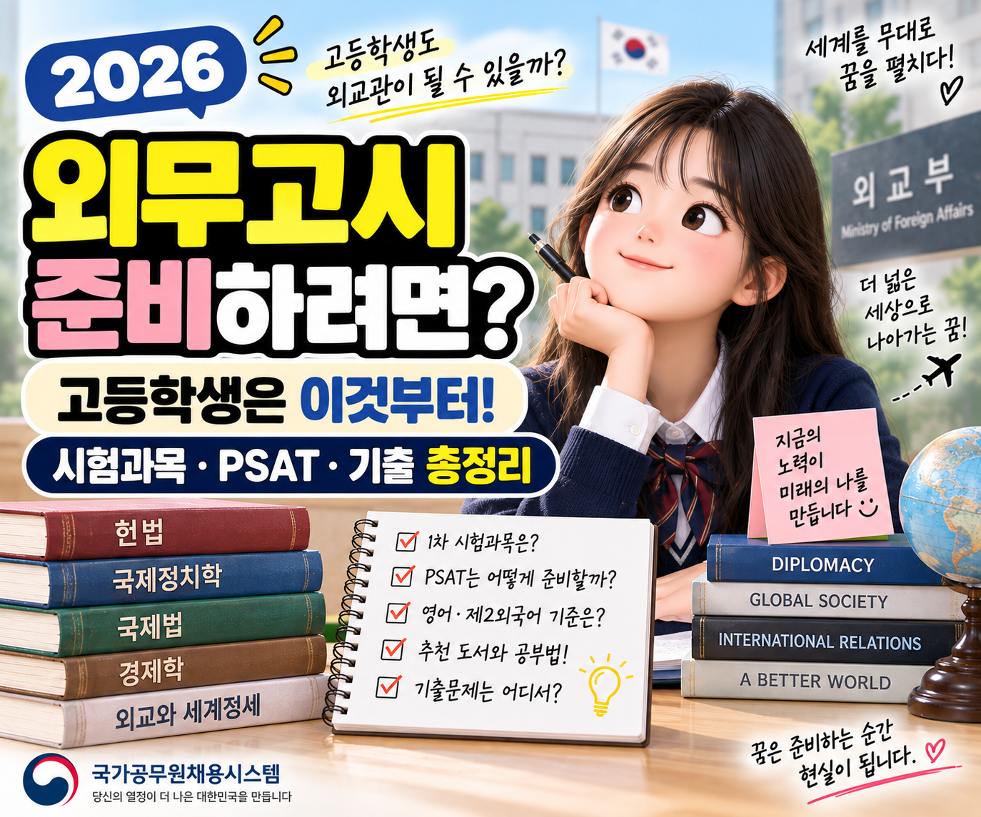 외교관후보자 선발시험 준비방법｜고등학생 외무고시 준비·시험과목·기출
