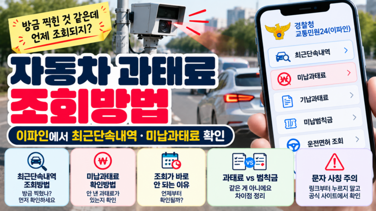 자동차 과태료 조회방법｜이파인 최근단속내역·미납과태료 확인