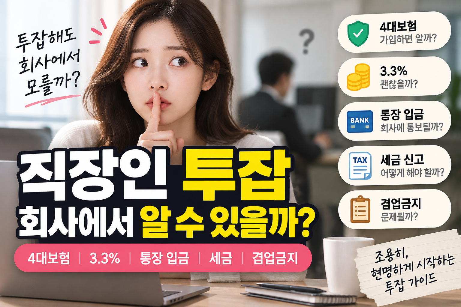 직장인 투잡 회사에서 알 수 있을까? 4대보험·3.3%·통장 입금 총정리