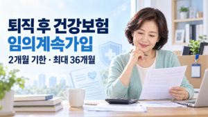 퇴직 후 건강보험 임의계속가입 신청방법 | 2개월 기한·36개월 유지 5 퇴직 후 건강보험 임의계속가입