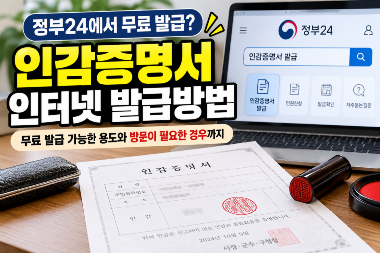 인감증명서 인터넷 발급방법｜무료 발급 가능한 용도와 주민센터 방문이 필요한 경우